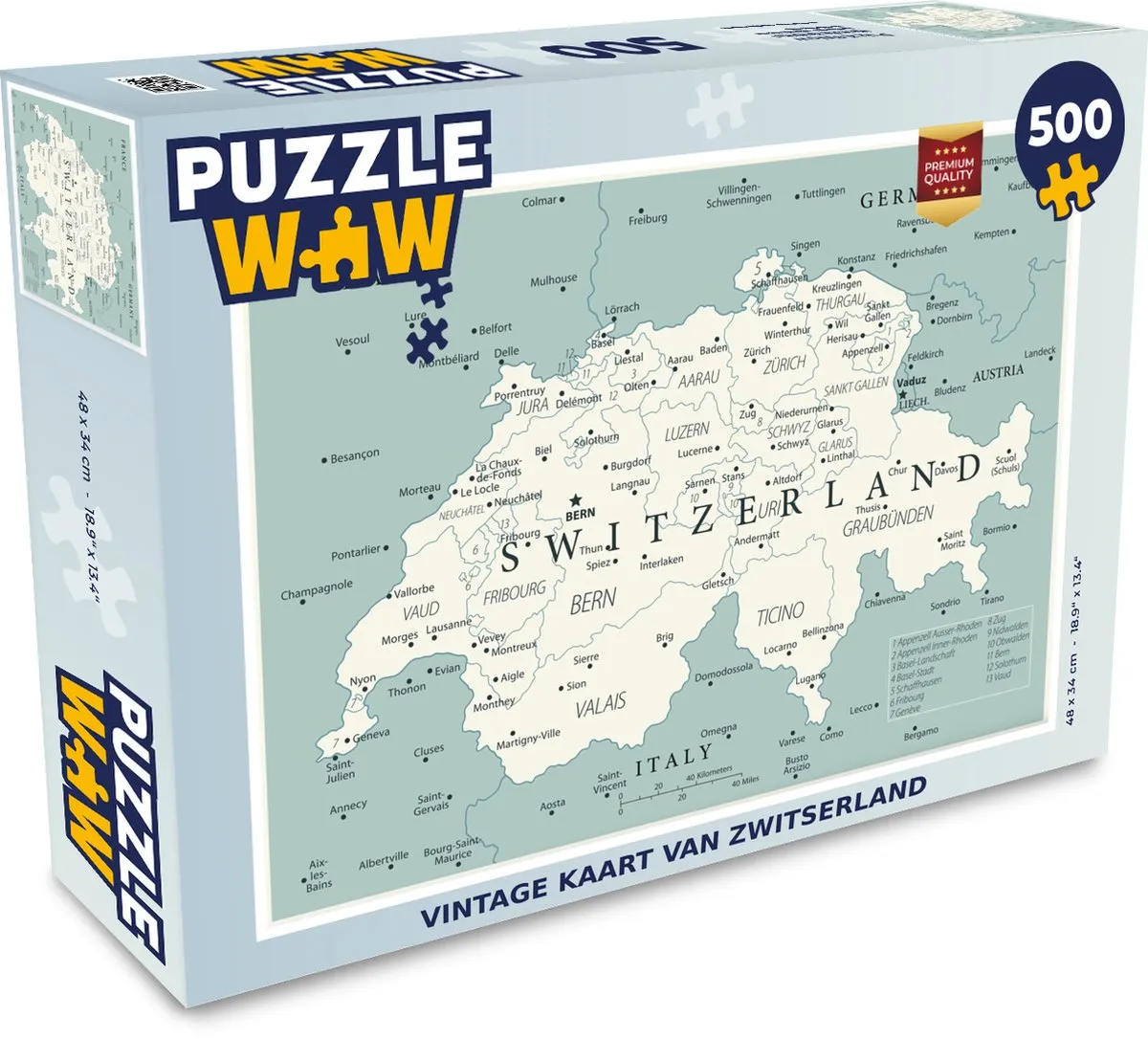 PuzzleWow Zwitserland Vintage Legpuzzel 500 Stuks