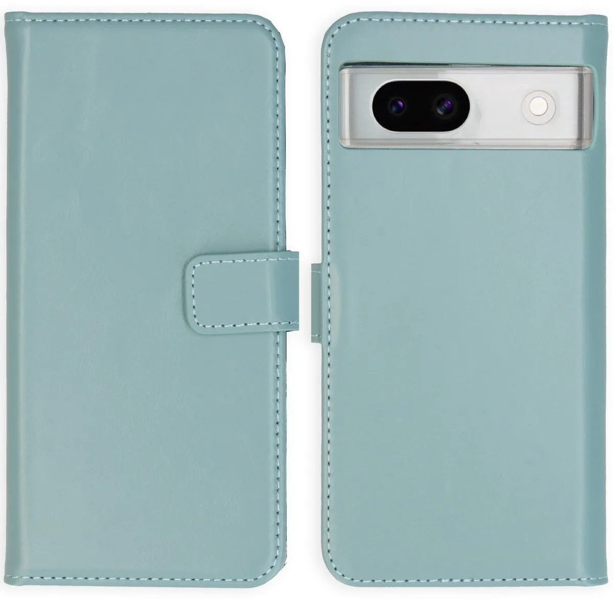 Selencia Hoesje Google Pixel 8a - Echt Lederen Bookcase Lichtblauw