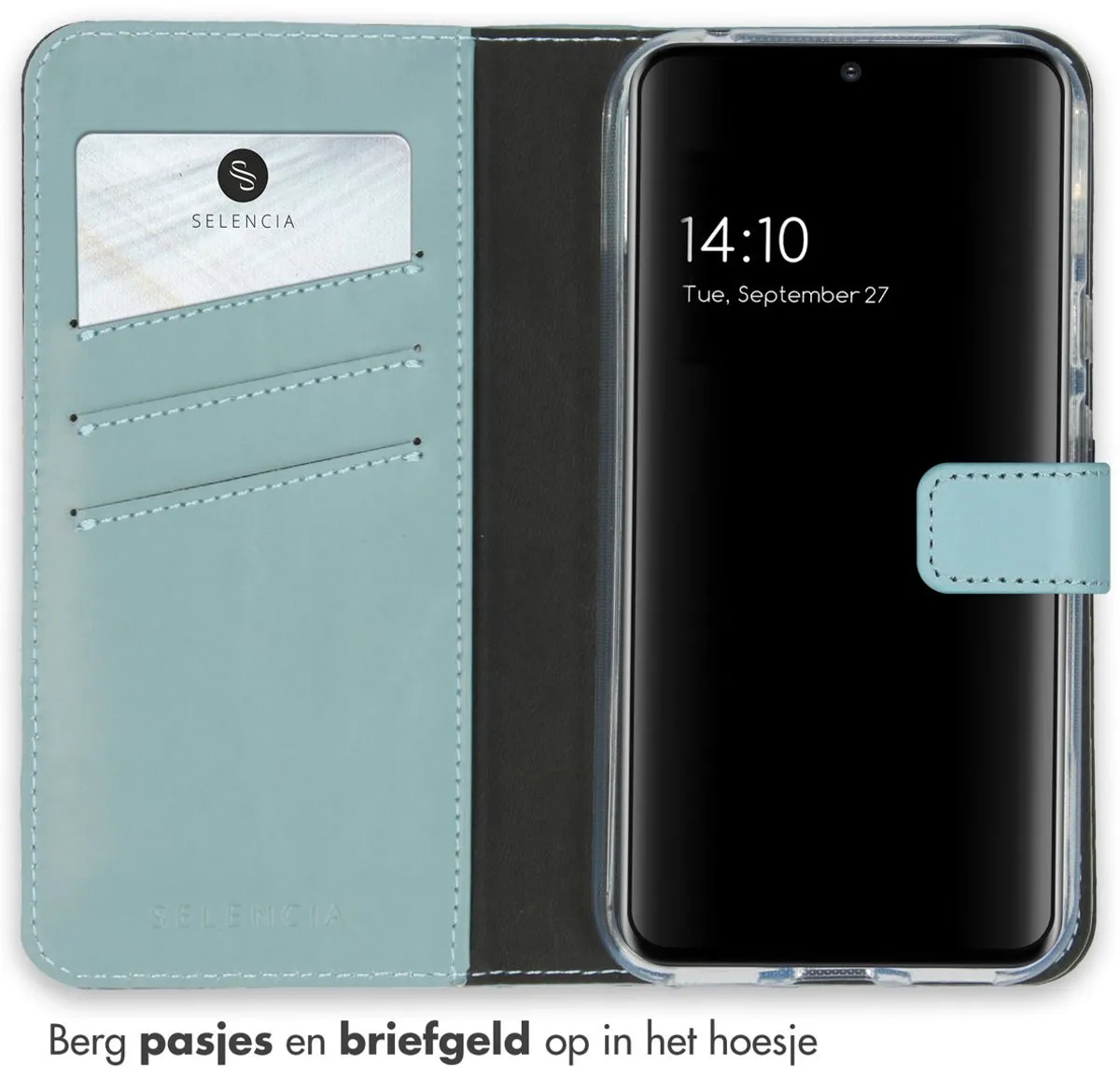 Selencia Hoesje Google Pixel 8a - Echt Lederen Bookcase Lichtblauw
