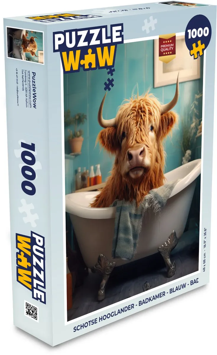 PuzzleWow Schotse Hooglander Puzzle 500 Stuks - Blauw