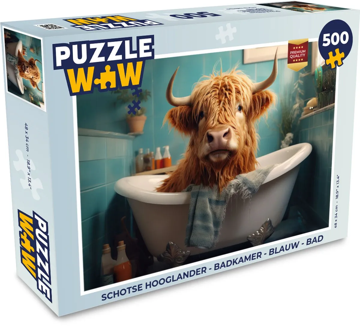 PuzzleWow Schotse Hooglander Puzzle 500 Stuks - Blauw