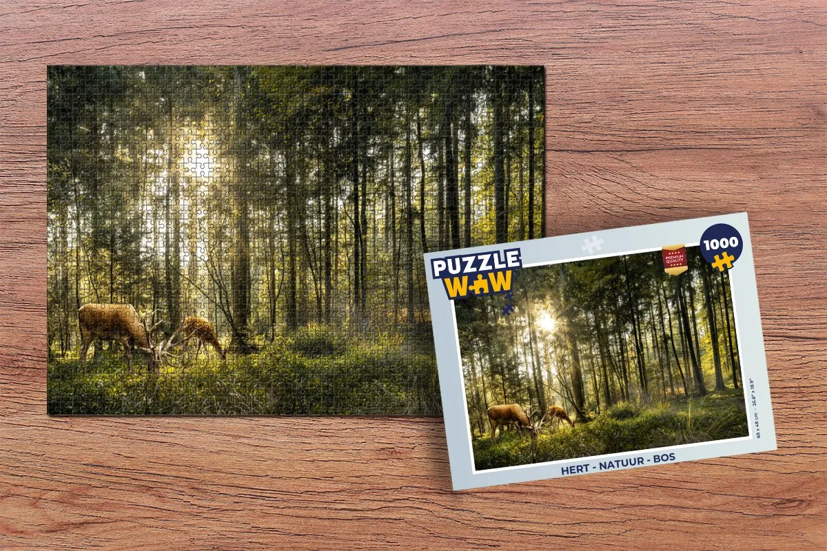 PuzzleWow Hert Natuur Bos Legpuzzel 1000 Stuks - Multicolor