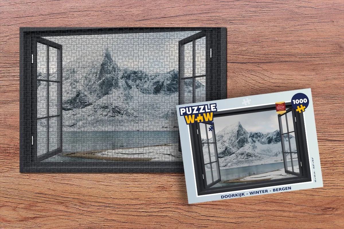 PuzzleWow Doorkijk Winter Berg Legpuzzel 1000 Stuks - Multicolor