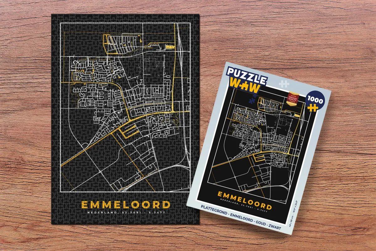PuzzleWow Emmeloord Legpuzzel 1000 Stuks - Goud/Zwart