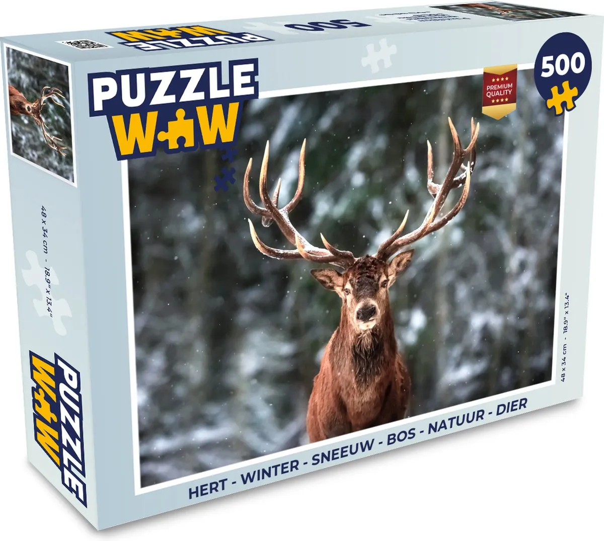 PuzzleWow Hert Winter Bos Legpuzzel 500 Stukjes
