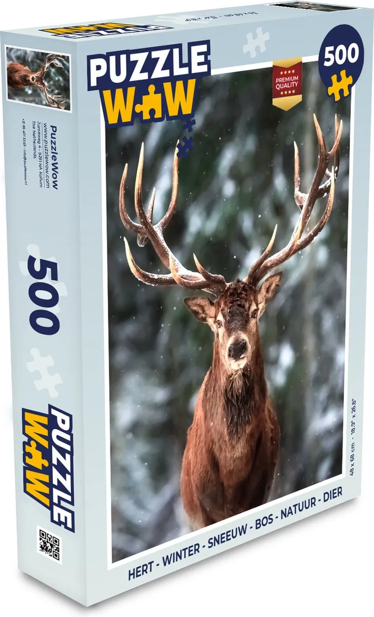 PuzzleWow Hert Winter Bos Legpuzzel 500 Stukjes