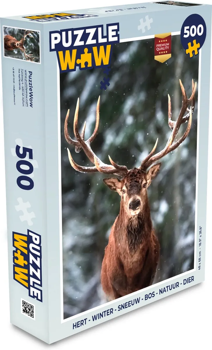 PuzzleWow Hert Winter Bos Legpuzzel 500 Stukjes