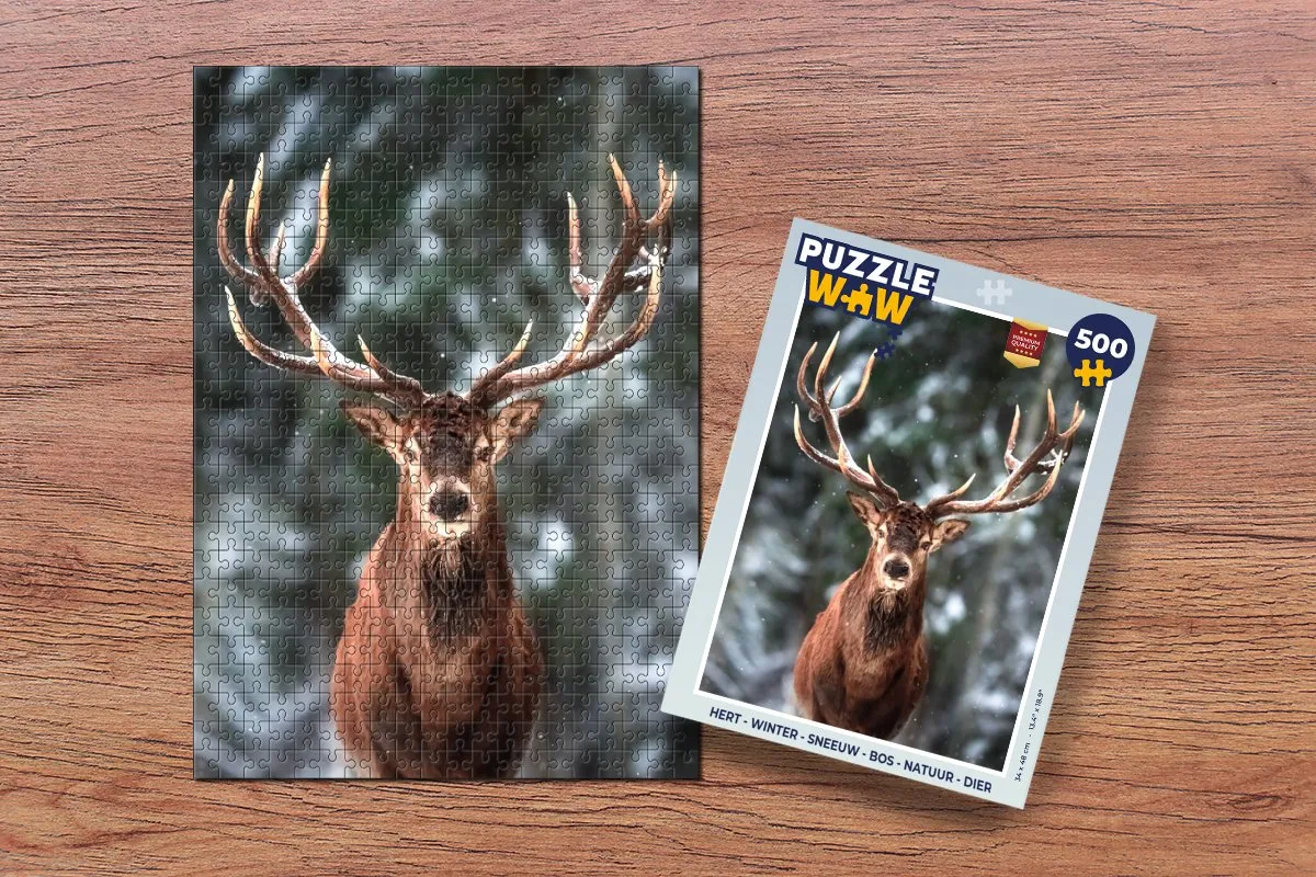 PuzzleWow Hert Winter Bos Legpuzzel 500 Stukjes