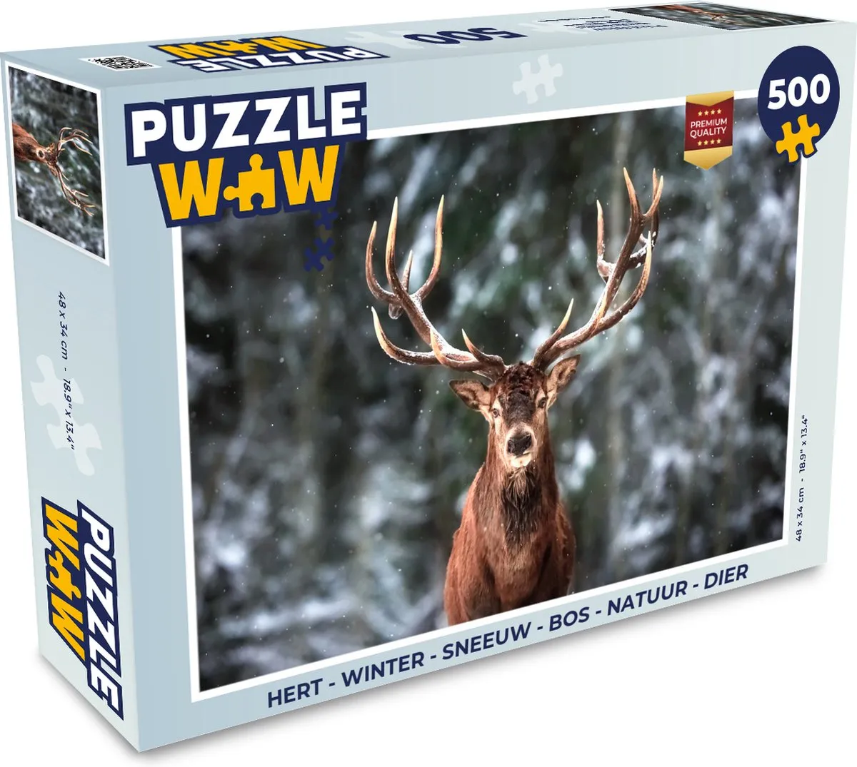 PuzzleWow Hert Winter Bos Legpuzzel 500 Stukjes