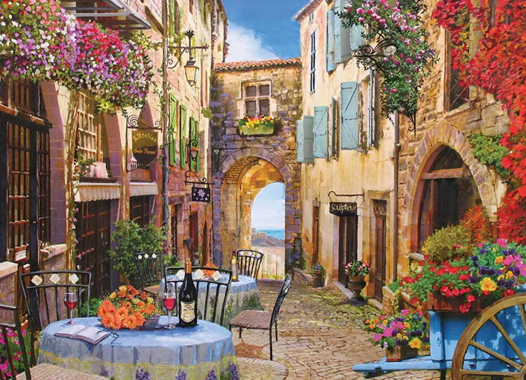 Cobble Hill Charmant Frans Dorp Puzzel 1000 Stuks - Meerkleurig - afbeelding 3 van 5