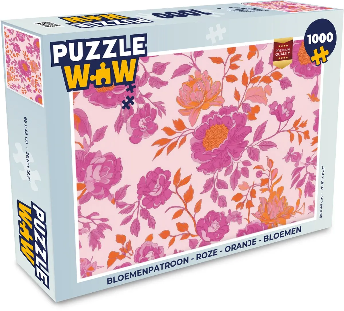PuzzleWow Bloemenpatroon Legpuzzel 1000 Stuks - Roze Oranje