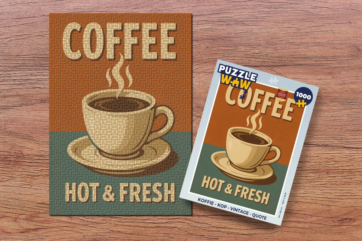 PuzzleWow Vintage Koffie Kop Legpuzzel 1000 Stuks