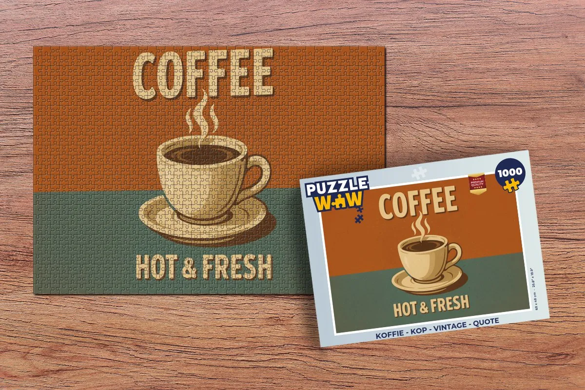 PuzzleWow Vintage Koffie Kop Legpuzzel 1000 Stuks