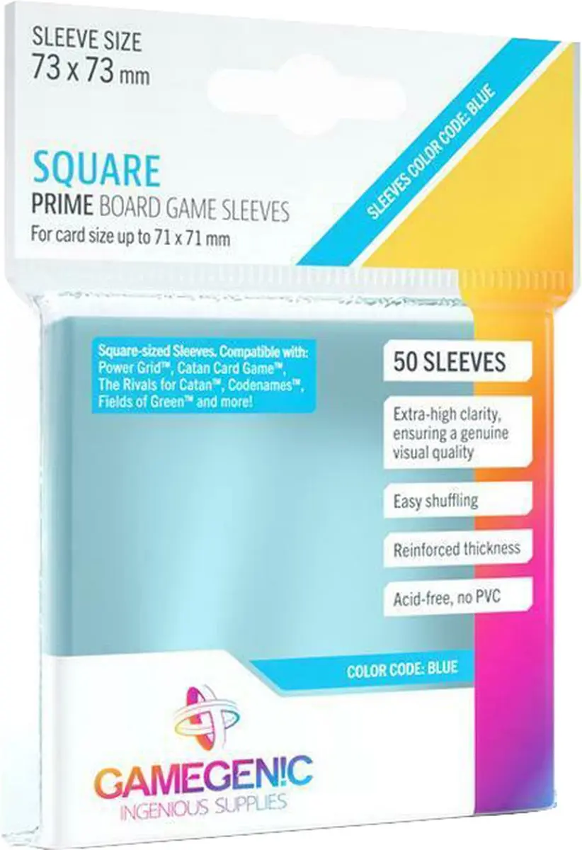 Gamegenic Prime Blue Board Game Sleeves 73x73mm