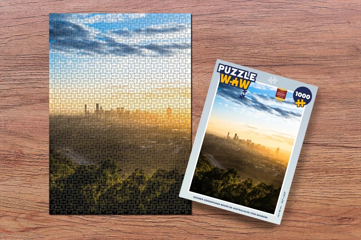 PuzzleWow Legpuzzel Gouden zonsopgang Brisbane 1000 Stuks - Multicolor
