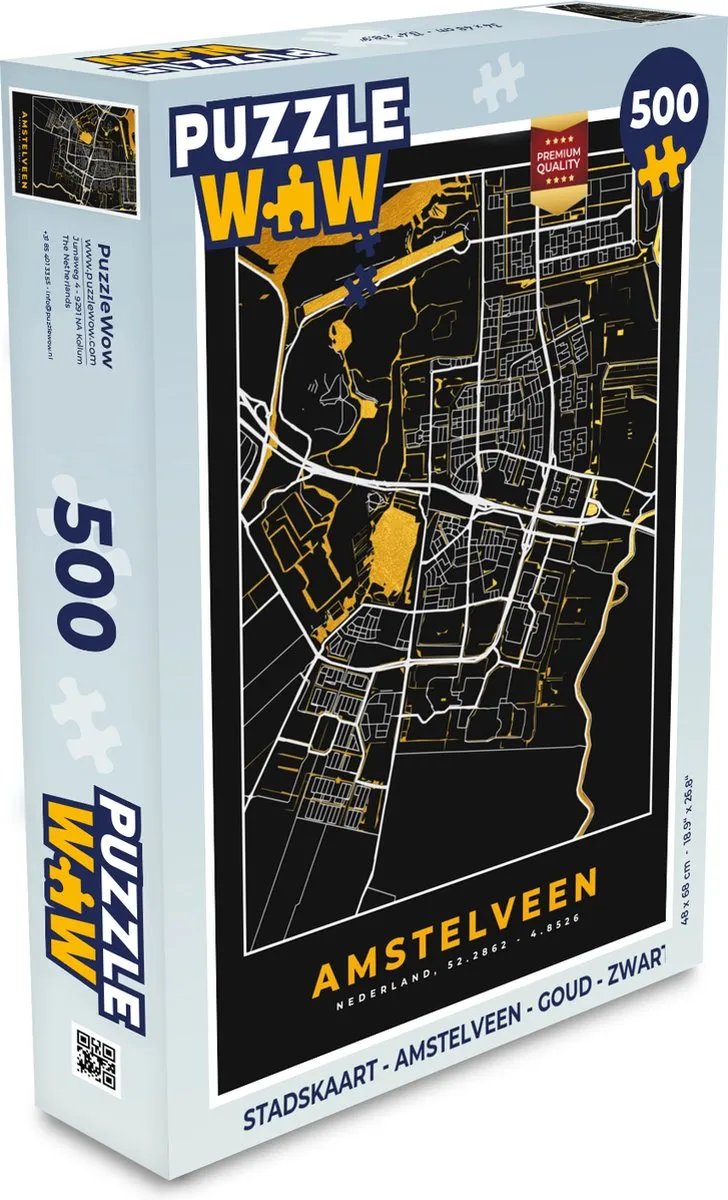 PuzzleWow Stadskaart Amstelveen Legpuzzel 500 Stuks