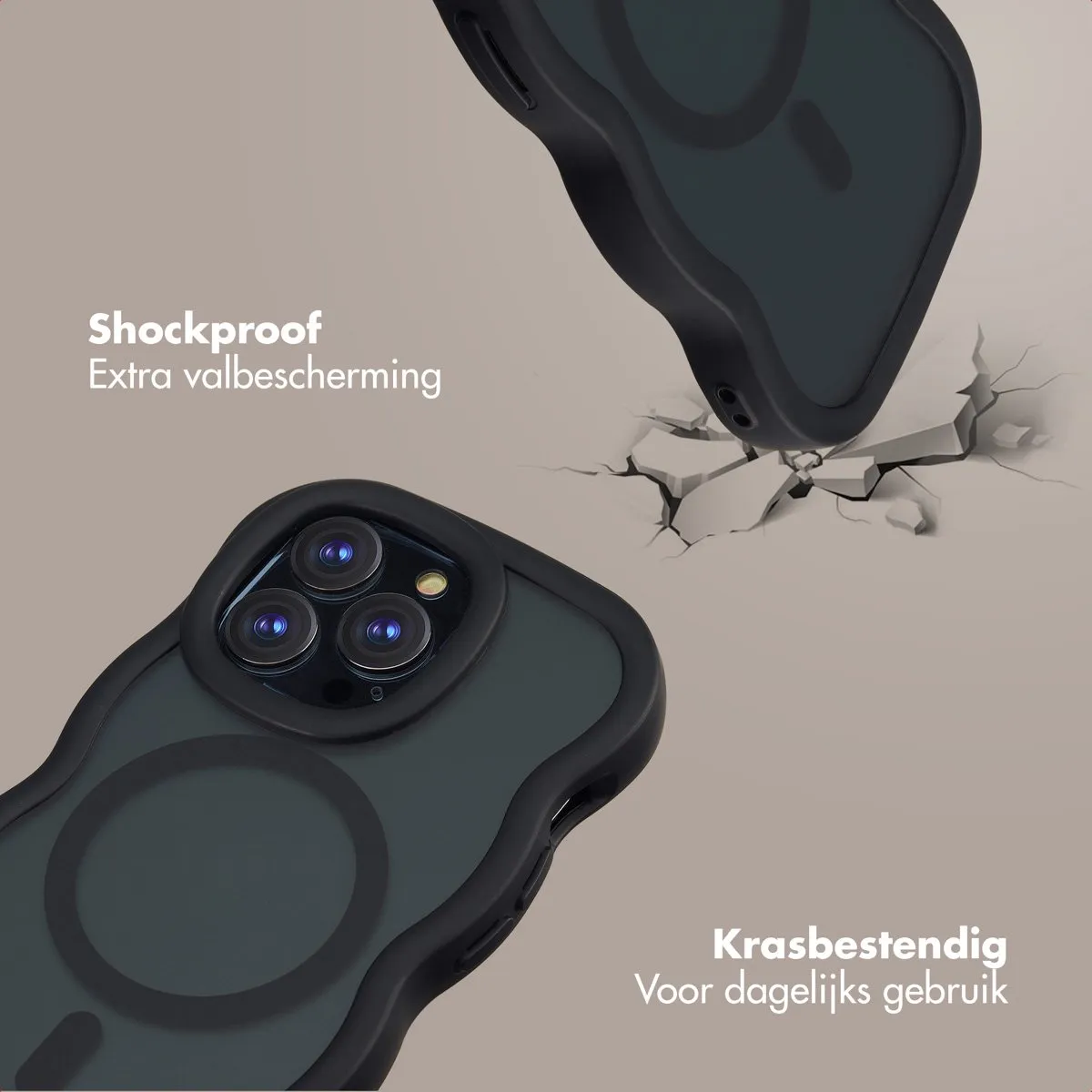Selencia Wavy Case iPhone 13 Pro - Zwart