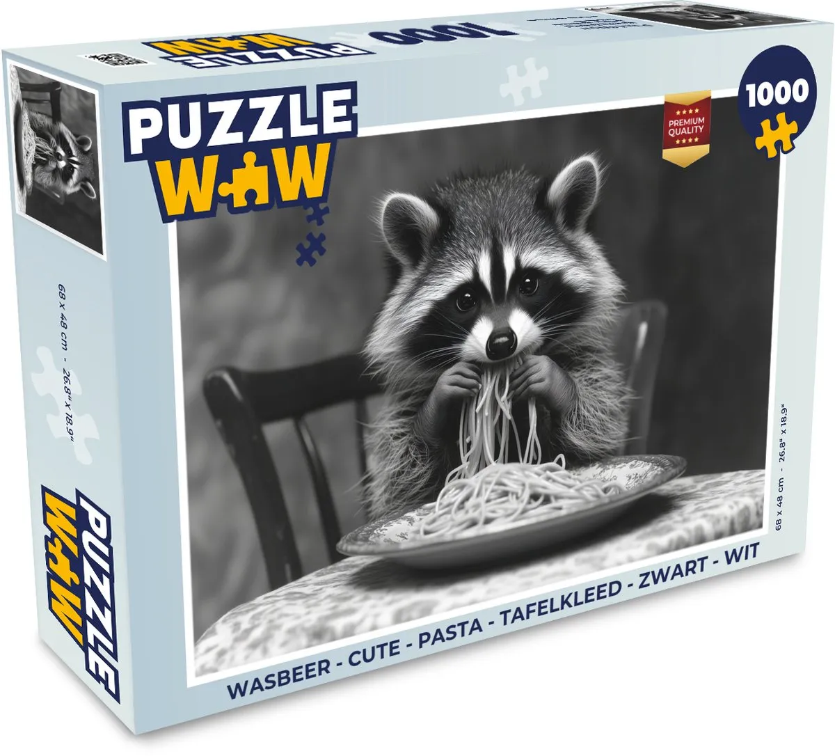 PuzzleWow Wasbeer Legpuzzel 1000 Stuks - Zwart/Wit