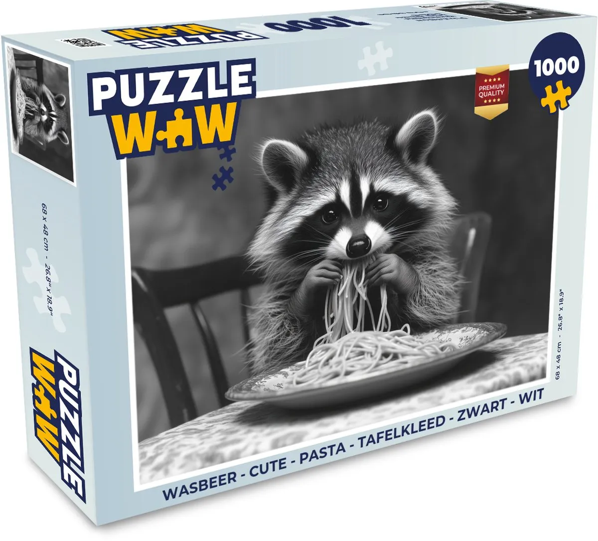 PuzzleWow Wasbeer Legpuzzel 1000 Stuks - Zwart/Wit