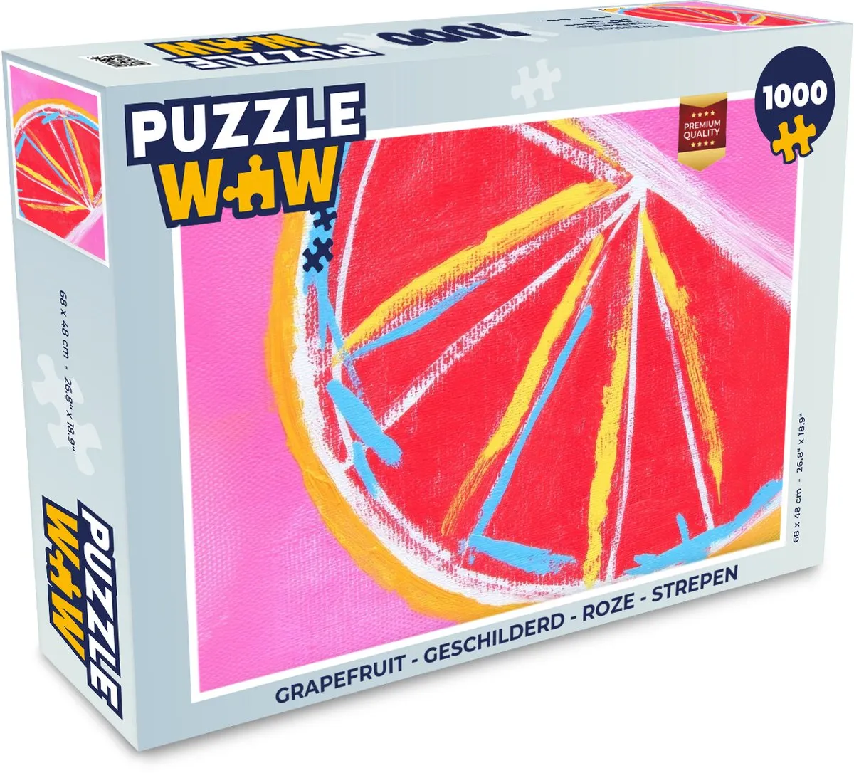 PuzzleWow Grapefruit Legpuzzel 1000 Stuks - Roze Strepen