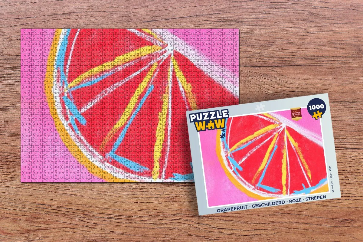 PuzzleWow Grapefruit Legpuzzel 1000 Stuks - Roze Strepen