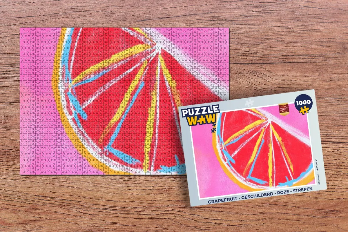 PuzzleWow Grapefruit Legpuzzel 1000 Stuks - Roze Strepen
