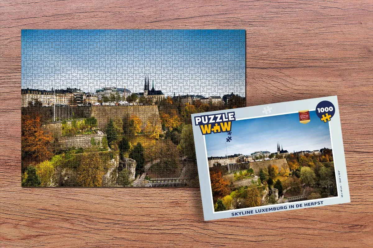 PuzzleWow Skyline Luxemburg Herfst Legpuzzel 1000 Stuks - Multicolor