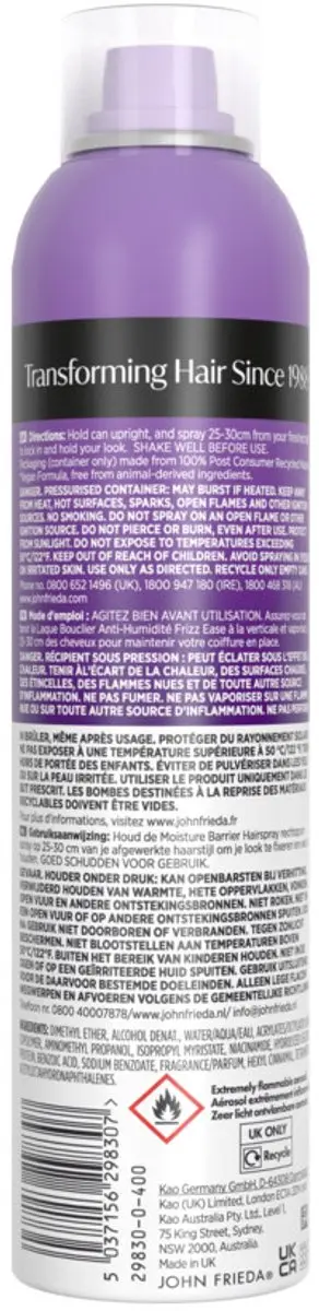 John Frieda Frizz Ease Moisture Barrier Hairspray - 3x250ml
