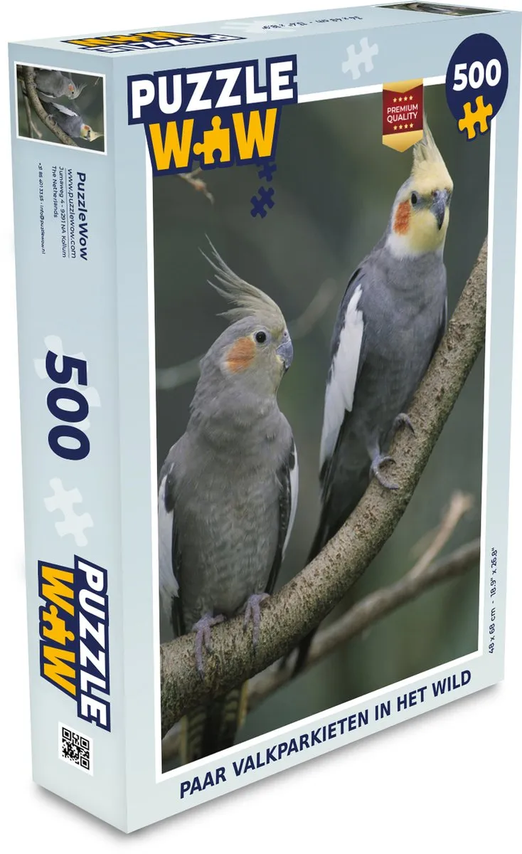 PuzzleWow Valkparkieten in het Wild Legpuzzel 500 Stuks - Multicolor