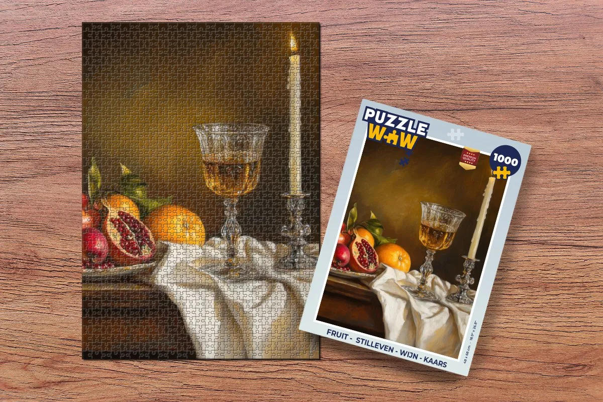 PuzzleWow Fruit Stilleven Legpuzzel 1000 Stuks - Kaars