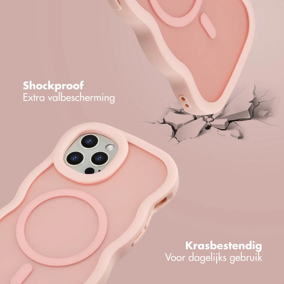 Selencia Wavy Case iPhone 12 Pro - Roze - afbeelding 6 van 6
