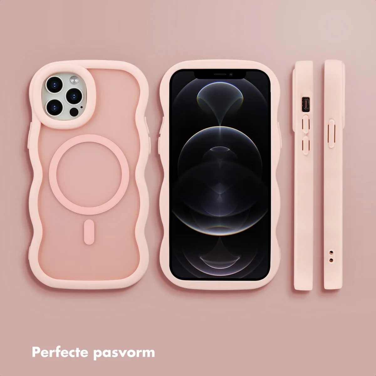 Selencia Wavy Case iPhone 12 Pro - Roze
