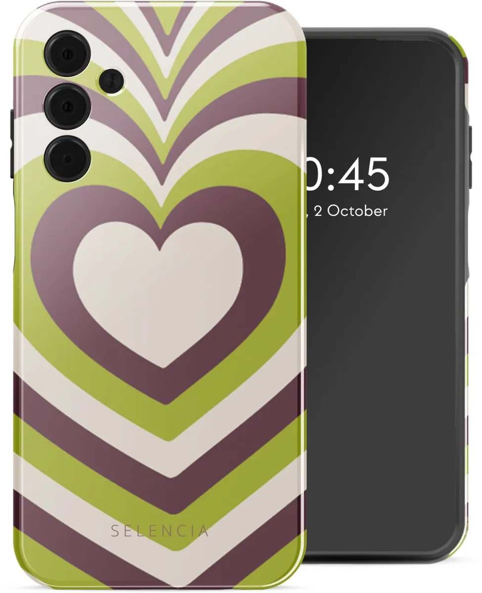 Selencia Hoesje Samsung Galaxy A15 Double Hearts Plum Fern
