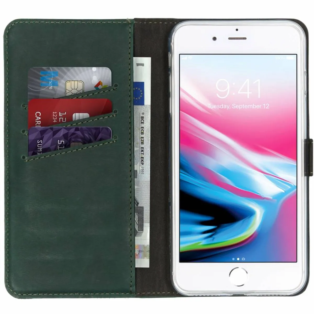 Selencia Hoesje iPhone 8/7 Plus Bookcase - Groen