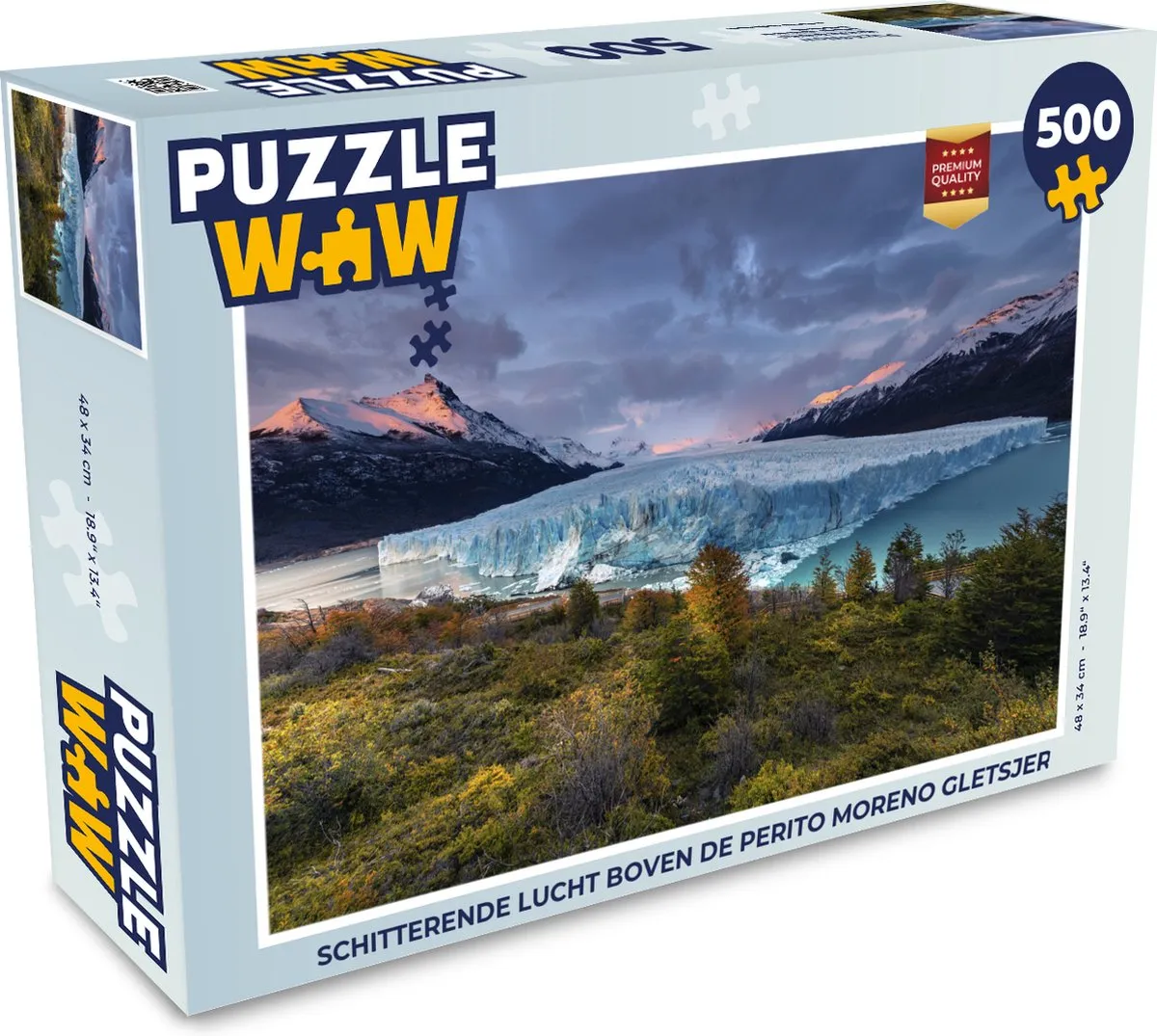 PuzzleWow Legpuzzel Schitterende lucht Perito Moreno 500 Stuks - Multicolor