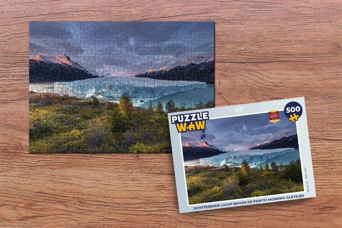 PuzzleWow Legpuzzel Schitterende lucht Perito Moreno 500 Stuks - Multicolor