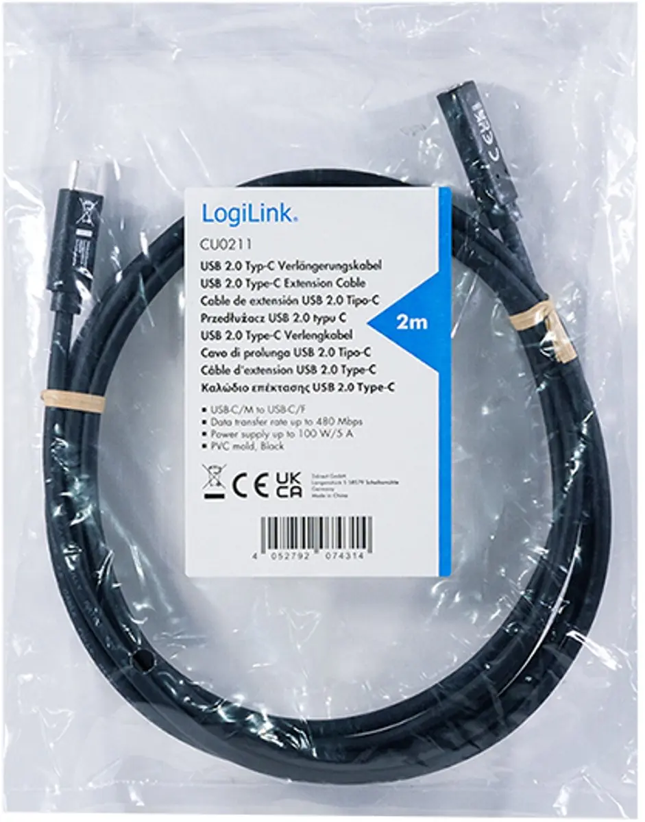 Logilink USB-C Kabel CU0211 USB 2.0 - 2m - Zwart - afbeelding 5 van 5