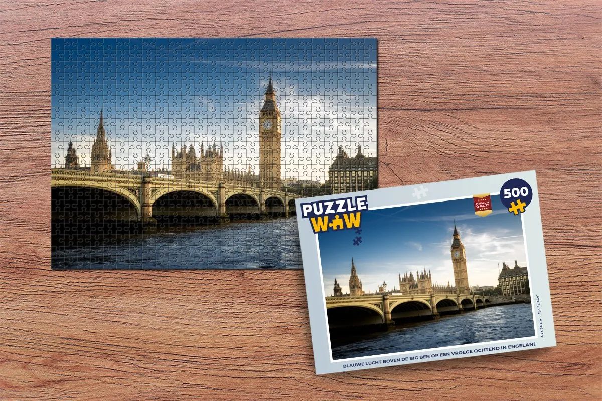 PuzzleWow Legpuzzel Blauwe lucht Big Ben 500 Stuks - Multicolor