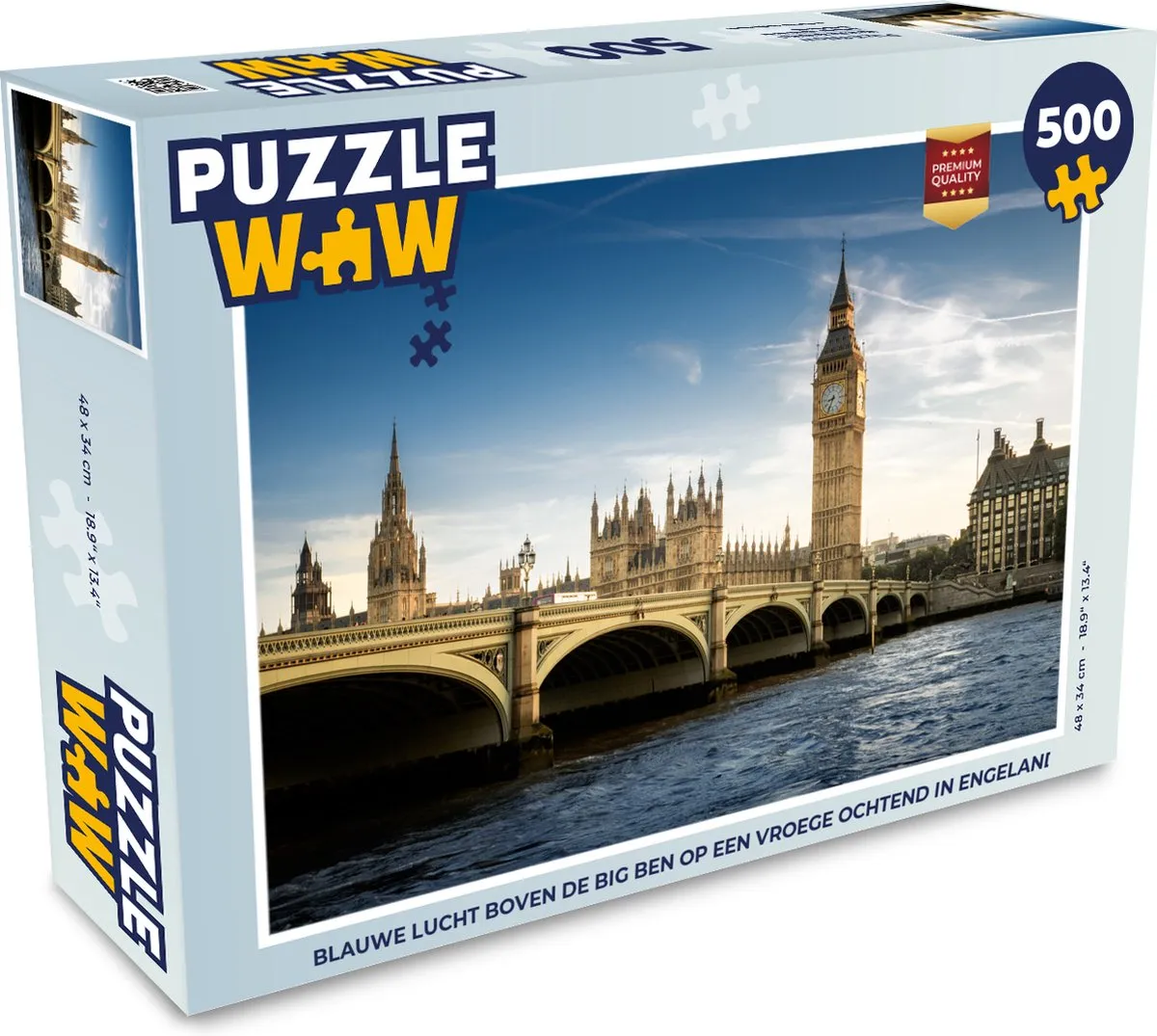 PuzzleWow Legpuzzel Blauwe lucht Big Ben 500 Stuks