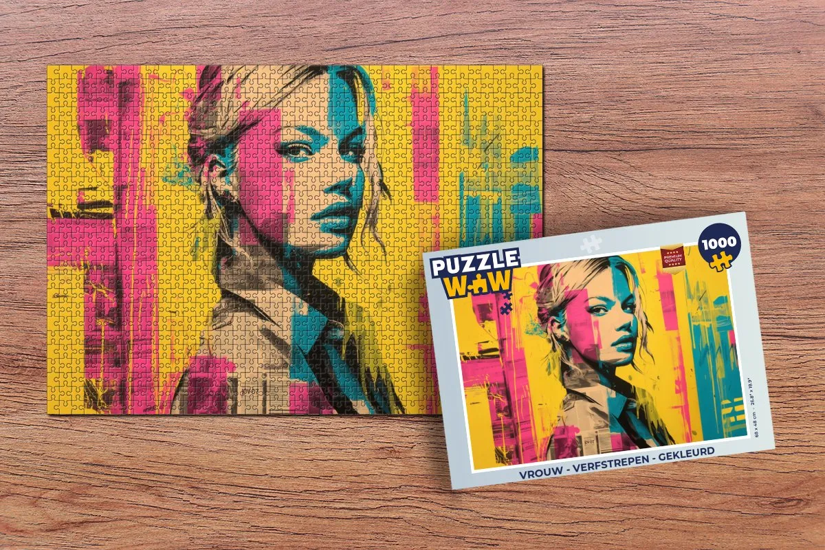 PuzzleWow Vrouw Verfstrepen Legpuzzel 1000 Stuks