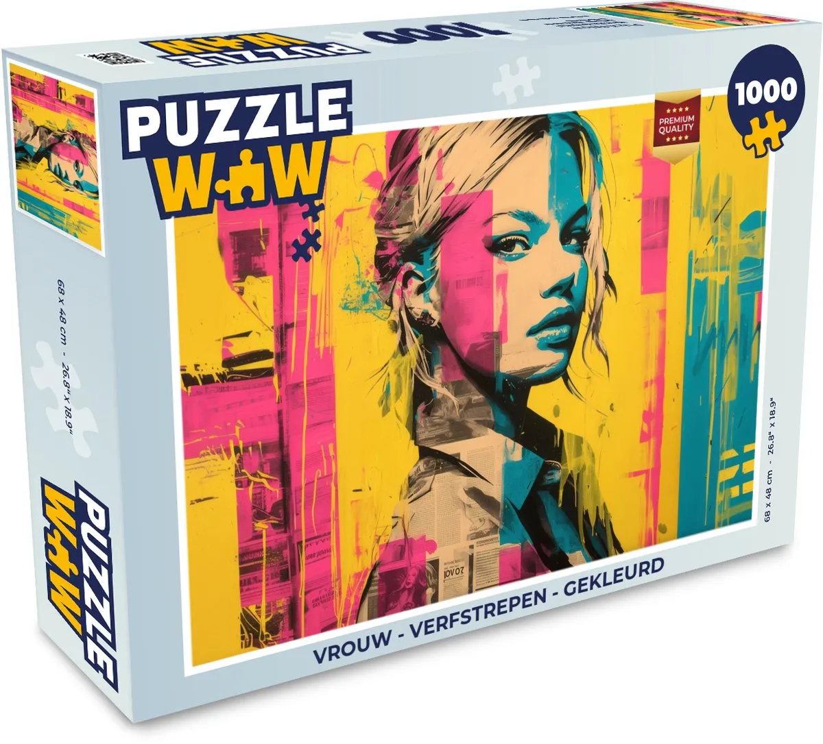 PuzzleWow Vrouw Verfstrepen Legpuzzel 1000 Stuks
