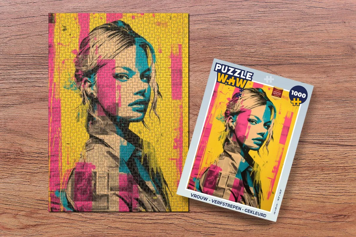 PuzzleWow Vrouw Verfstrepen Legpuzzel 1000 Stuks