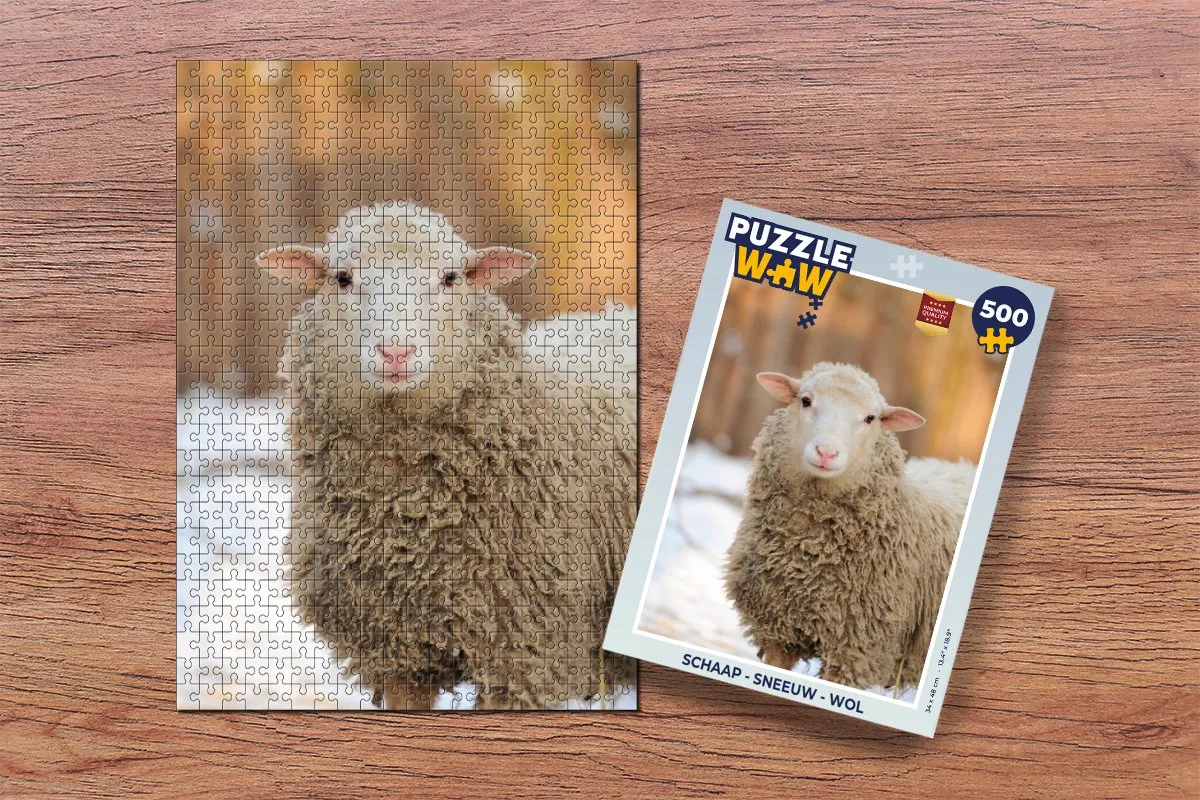 PuzzleWow Schaap Sneeuw Wol Legpuzzel 500 Stuks - Multicolor