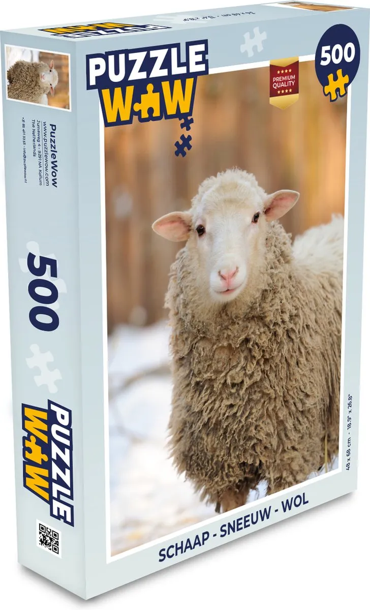 PuzzleWow Schaap Sneeuw Wol Legpuzzel 500 Stuks