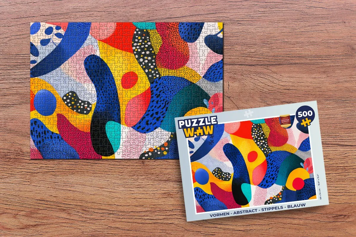 PuzzleWow Abstract Stippels Legpuzzel 500 Stuks - Blauw