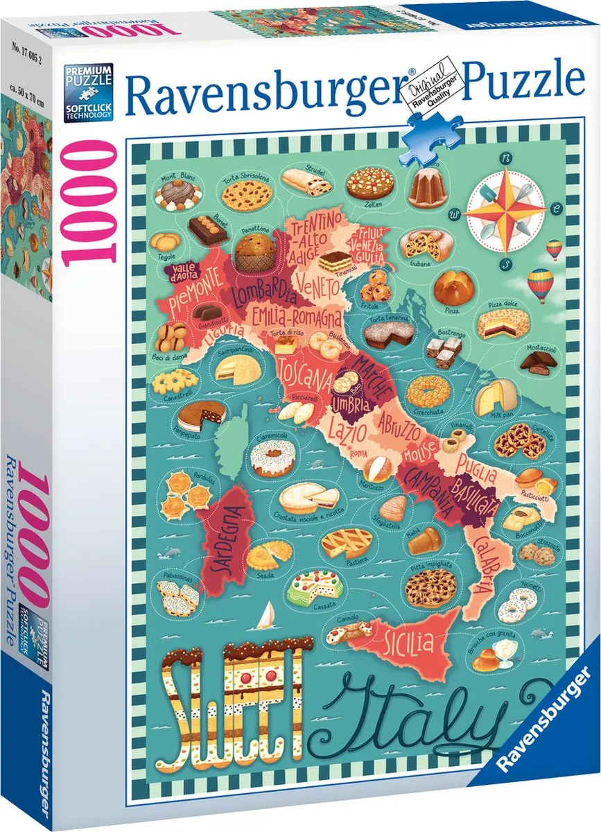 Ravensburger Map of Italy Sweet Legpuzzel 1000 Stuks