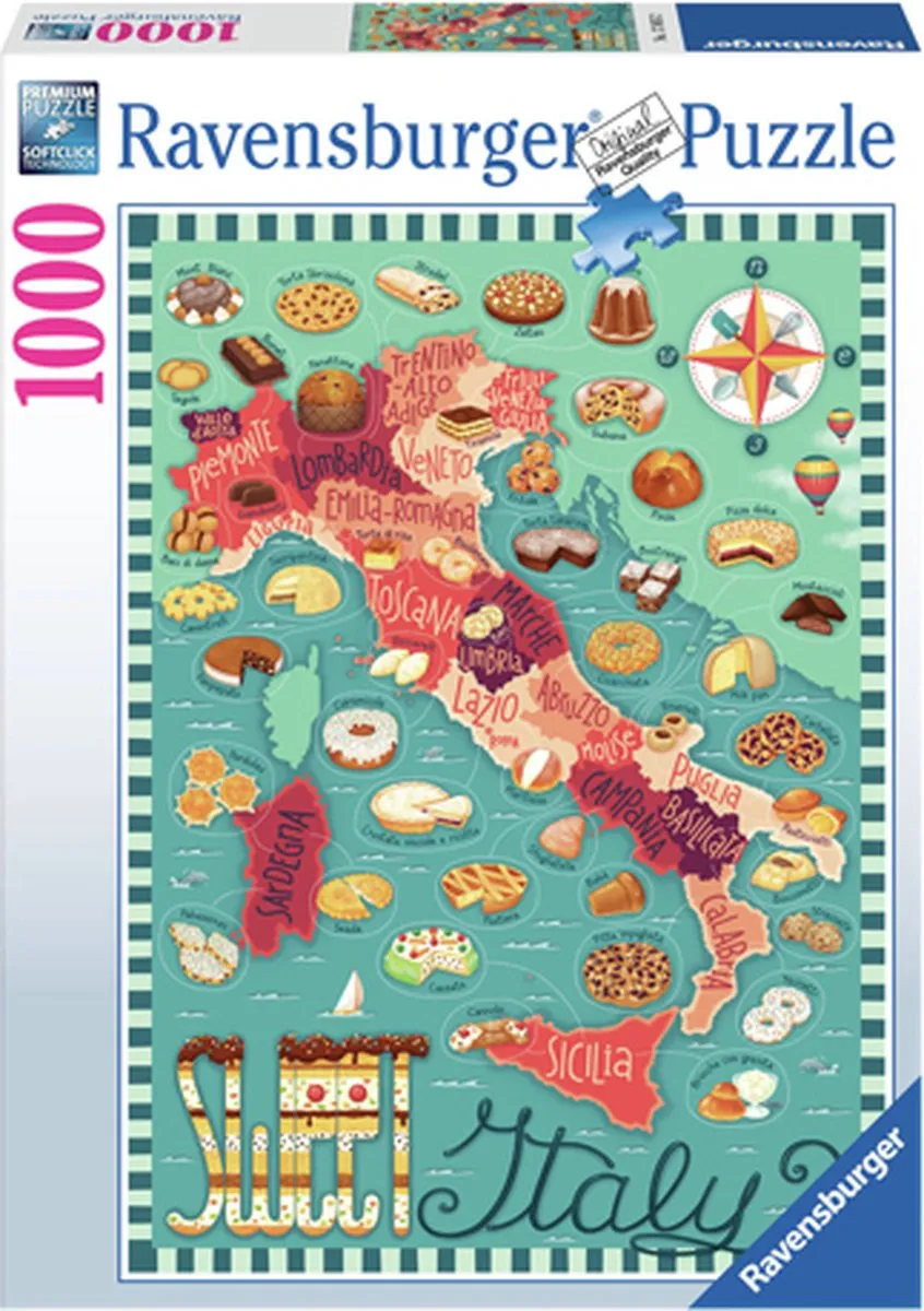 Ravensburger Map of Italy Sweet Legpuzzel 1000 Stuks - 17605