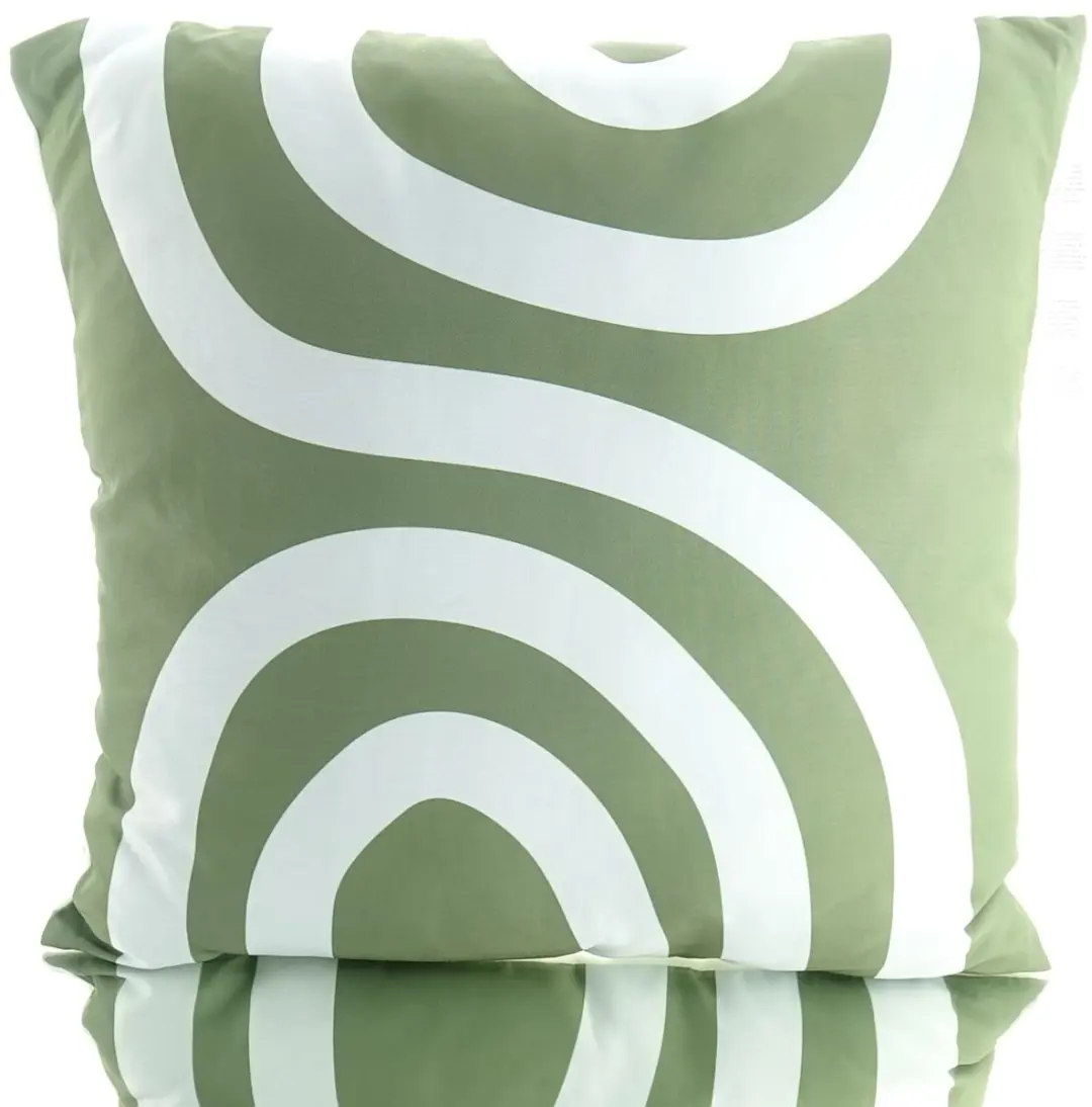 Kaemingk Kussen Outdoor olijfgroen en wit 45 x 45 cm