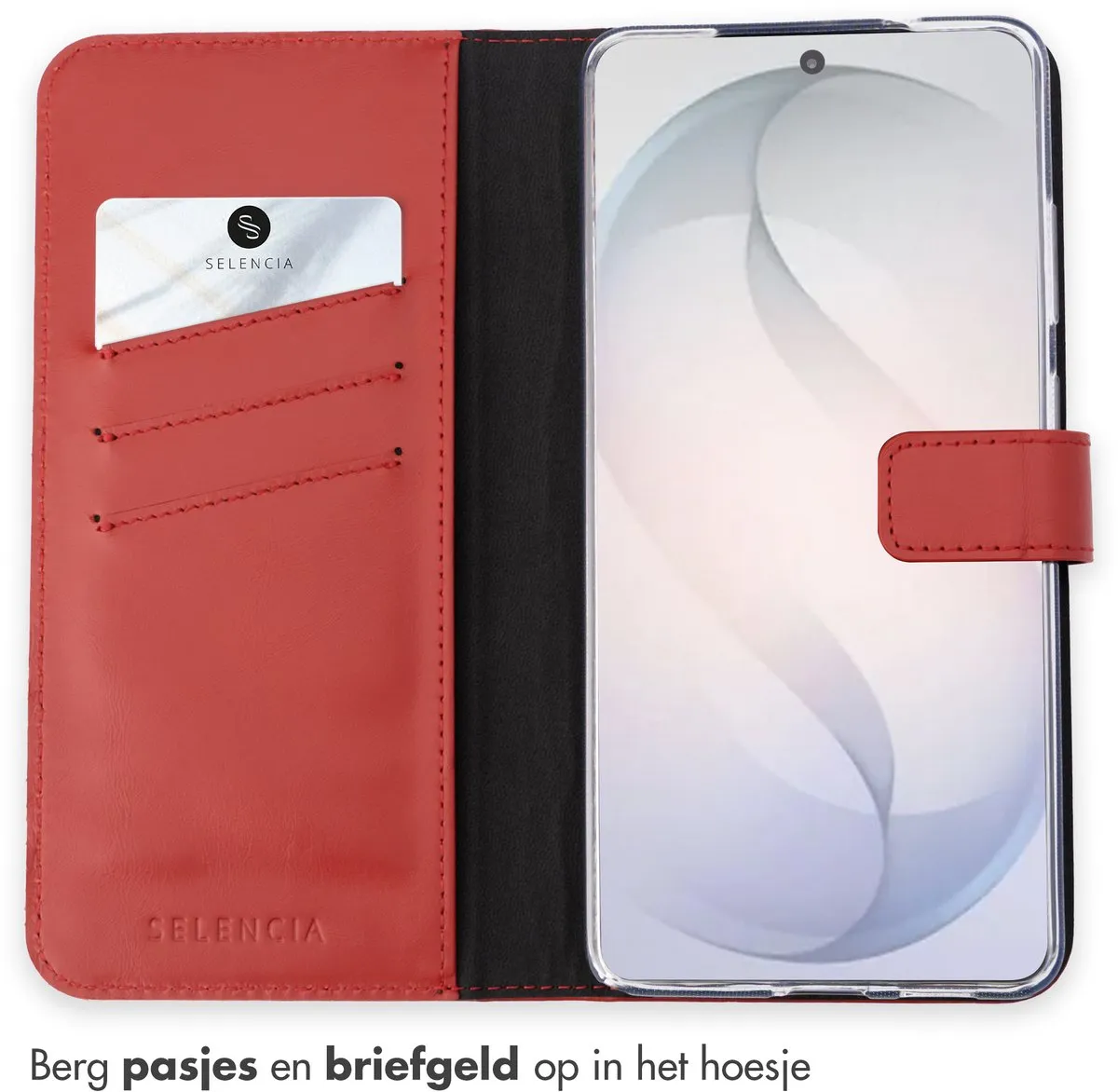 Selencia Hoesje Samsung Galaxy S26 - Echt Lederen Bookcase Rood