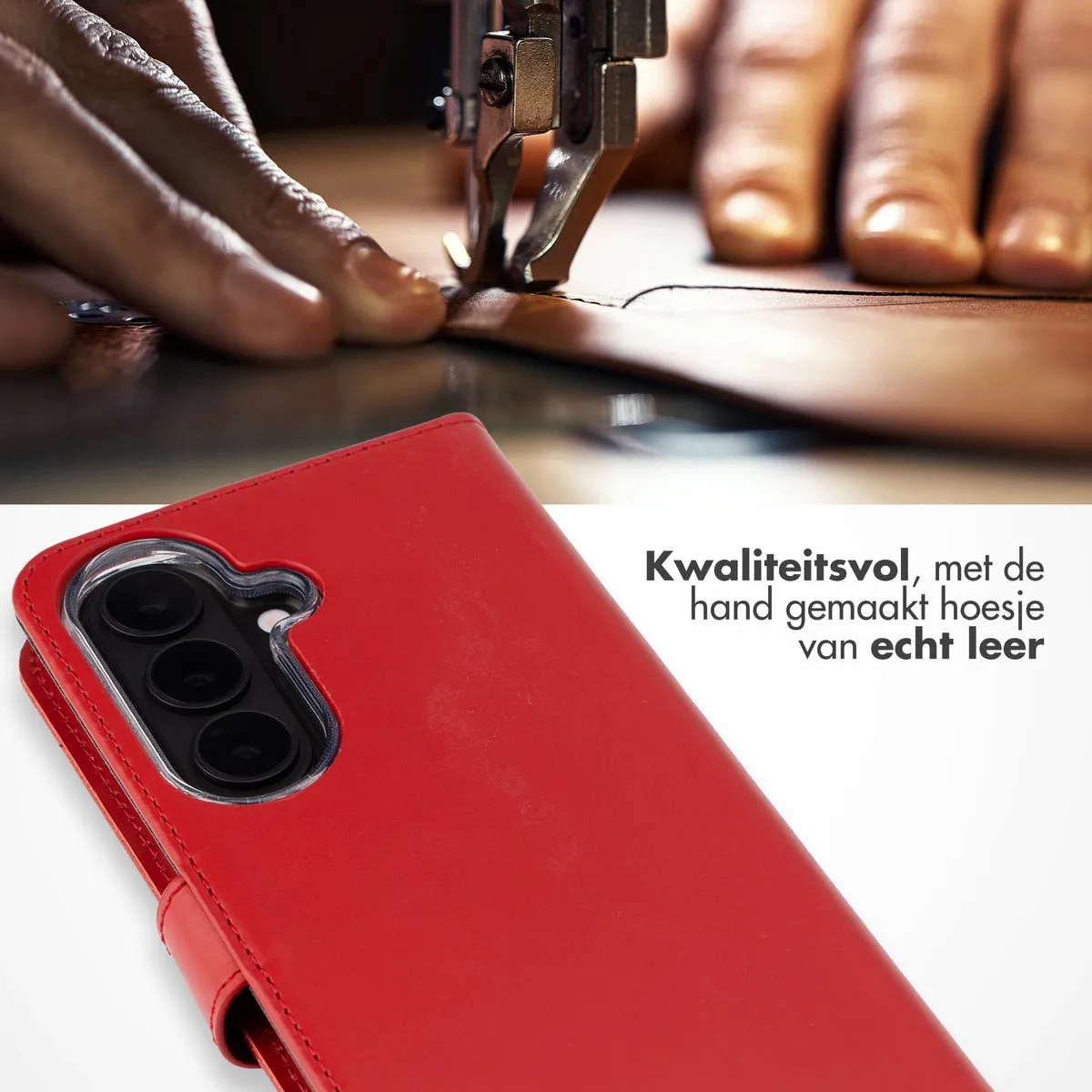 Selencia Hoesje Samsung Galaxy S26 - Echt Lederen Bookcase Rood